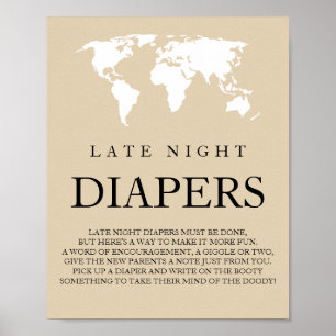 Poster Diapositives de nuit Voyage Carte du monde Baby sh
