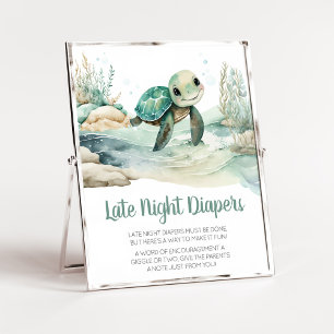 Poster Diapositives nocturnes du Baby shower de tortues m