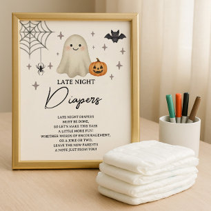 Poster Diapositives nocturnes du Baby shower d'Halloween