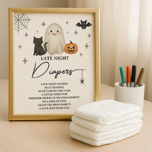 Poster Diapositives nocturnes du Baby shower d'Halloween