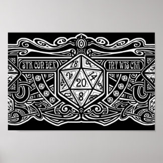Poster Dice Deco D20 pour Objets Sombres