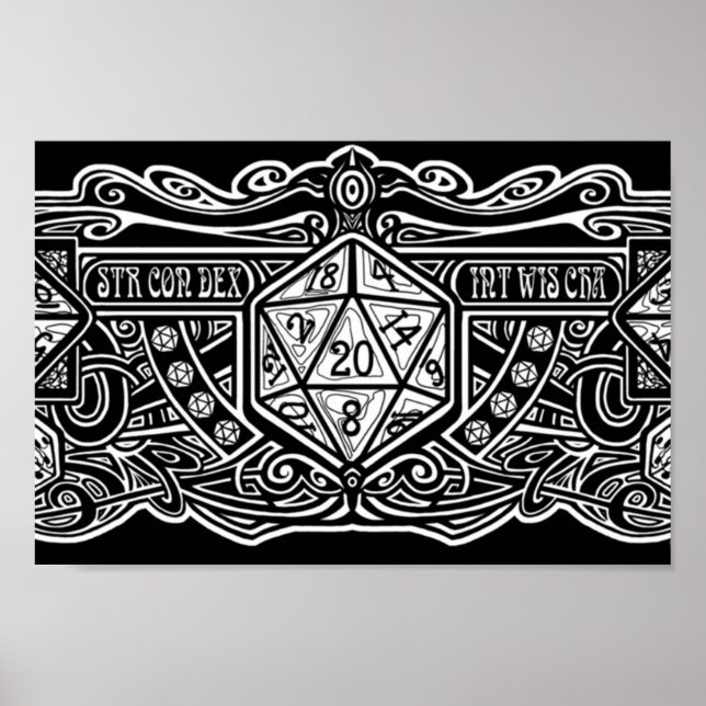 Poster Dice Deco D20 pour Objets Sombres (Devant)