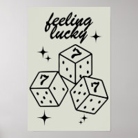 Dice Wall Art, Sentiment Lucky Poster, Dice Print