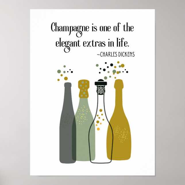 Poster Dickens Champagne Bar MidCentury Art Panier (Devant)