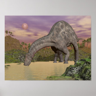 Poster Dicraeosaurus dinosaure boisson - rendu 3D
