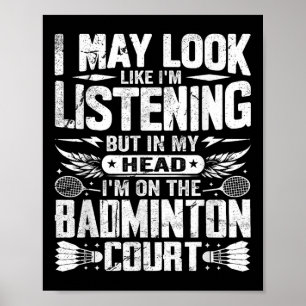Poster Dicton Rétro Badminton - Je peux sembler écouter