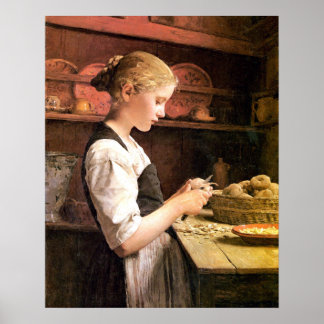 Poster Die kleine Kartoffelschälerin