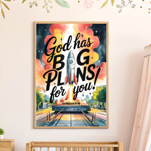 Poster Dieu a de grands plans Christian Nursery Wall Art