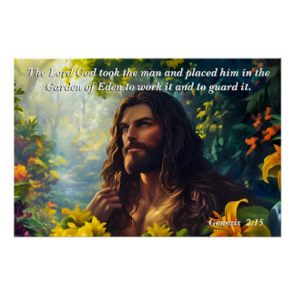 Poster Dieu a placé l'homme dans le jardin, Dieu et Verse