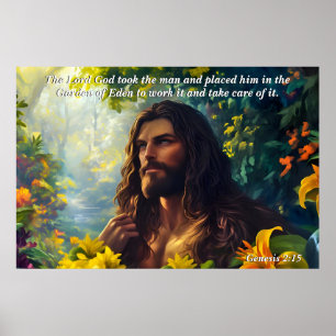 Poster Dieu a placé l'homme dans le jardin, Dieu et Verse