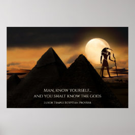 Poster Dieu antique égyptien Thoth, Pyramides et proverbe