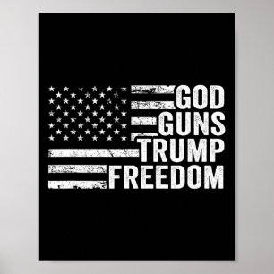 Poster Dieu Armes Trump Liberté - Chrétien Drôle Pro Arme