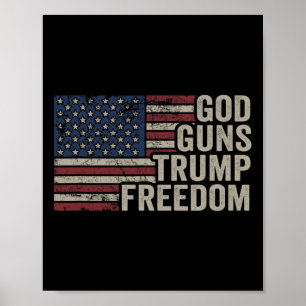 Poster Dieu Armes Trump Liberté - Drapeau USA Pro Arme Dr