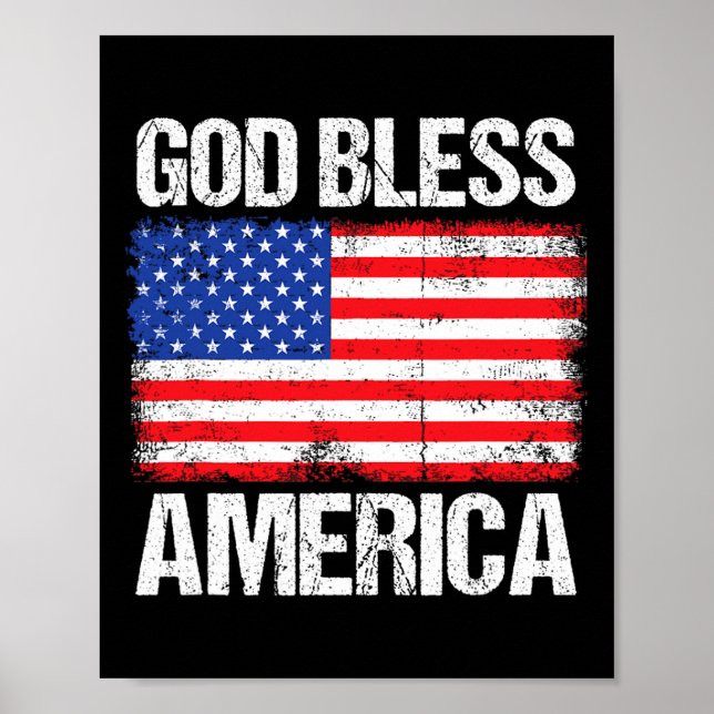 Poster Dieu Béni Amérique Patriotique Joyeux 4 juillet Po (Devant)