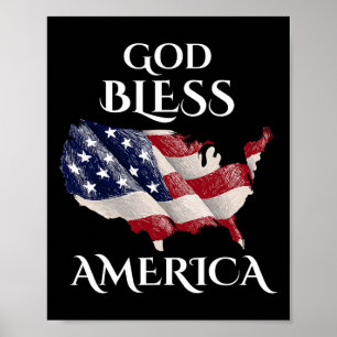 Poster Dieu Béni Fête de l'Indépendance Américaine Usa Ve