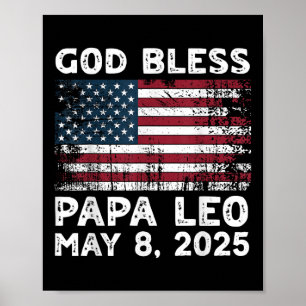 Poster Dieu Béni Papa Leo Nous Nouveau Pape Léo Pape Amér