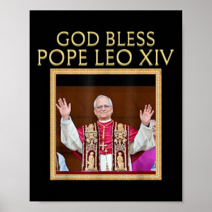 Poster Dieu Béni Pape Leo Xiv Portrait catholique Portrai