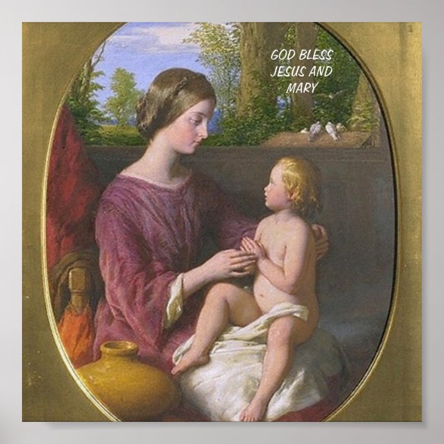 POSTER DIEU BÉNISSE JÉSUS ET MARIE (Devant)
