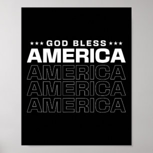 Poster Dieu bénisse l'Amérique 4 juillet patriotique pour