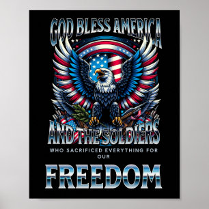 Poster Dieu bénisse l'Amérique et les soldats