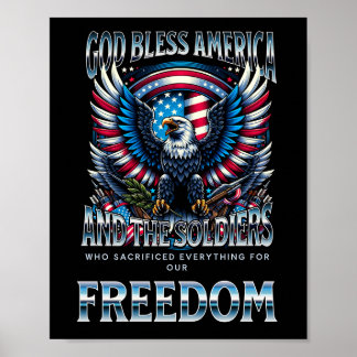Poster Dieu bénisse l'Amérique et les soldats