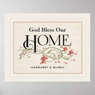 Poster Dieu bénisse notre maison : Personnalisé