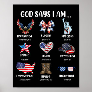 Poster Dieu Dit Que Je Suis 4 juillet Christian Patriotic