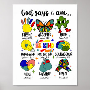 Poster Dieu Dit Que Je Suis Autisme Jésus Motivation chré