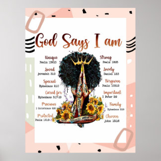 Poster Dieu dit que je suis Black Christian Femmes Melani