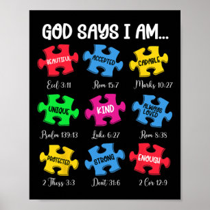 Poster Dieu Dit Que Je Suis Des Versets De La Bible Chris
