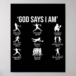 Poster Dieu dit que je suis un verset biblique religieux 