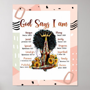 Poster Dieu dit que je suis une femme chrétienne noire