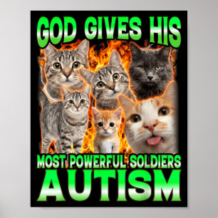 Poster Dieu donne son mème de chat drôle d'autisme le plu
