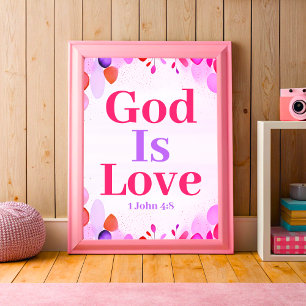 Poster Dieu est amour Boho Christian Ado Girl Wall Art
