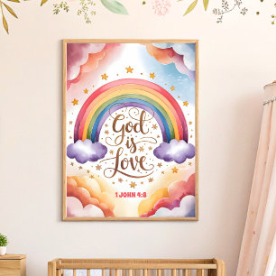 Poster Dieu est Amour Boho Christian Nursery Wall Art