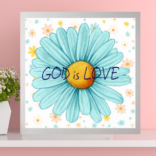 Poster Dieu est amour Colorful Sunflower Bible Citation