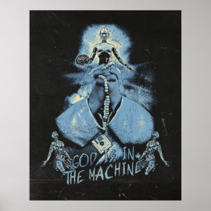 Poster Dieu est dans la machine - Techno-Dystopian Design