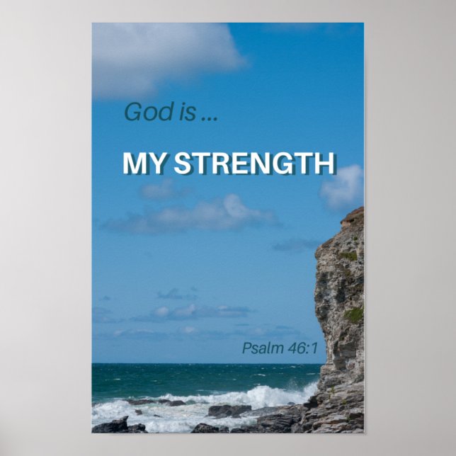 Poster Dieu est ma force Inspirationnelle Bible Verse (Devant)