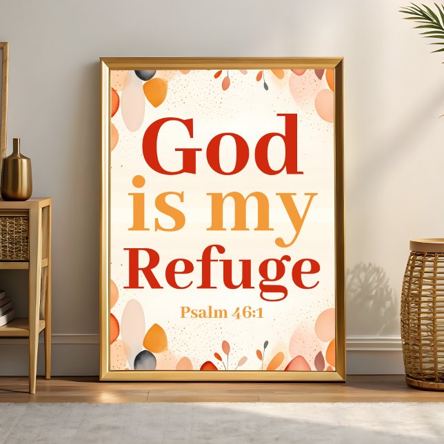 Poster Dieu est mon refuge Boho Christian Wall Art print (Créateur téléchargé)
