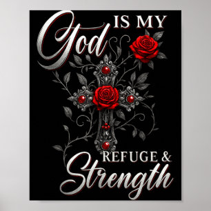 Poster Dieu est mon refuge et ma force Rose Croix Foi