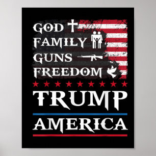 Poster Dieu Famille Armes & ; Liberté Trump Amérique s