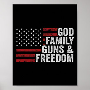 Poster Dieu Famille Armes Et Liberté - Pro Armes Chrétien