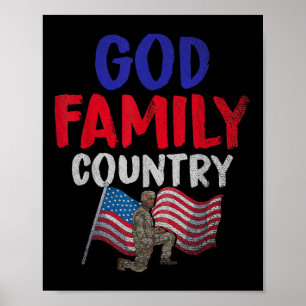 Poster Dieu Famille Pays Américain Soldat Us Drapeau Memo