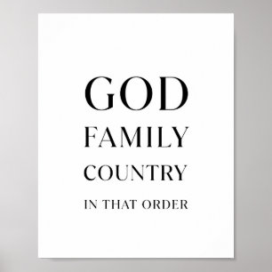 Poster Dieu, Famille, Pays, Dans cet ordre