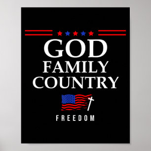 Poster Dieu Famille Pays Drapeau États-Unis Citation Chré
