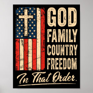 Poster Dieu Famille Pays Liberté Dans Cet Ordre Drapeau U