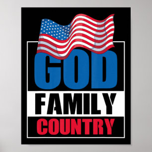 Poster Dieu Famille Pays Soldat Patriot US Mémoire du dra