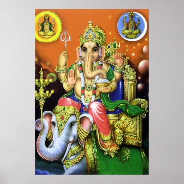 Poster Dieu Ganesha sur Elephant (Devant)