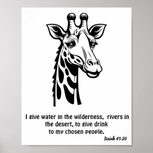 Poster Dieu girafe donnera de l'eau dans le désert