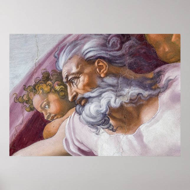 Poster Dieu le Père, Chapelle Sixtine par Michel-Ange (Devant)